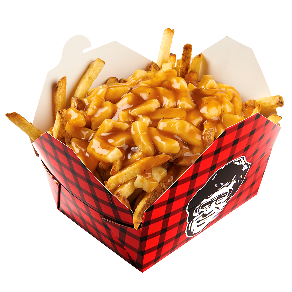 Poutine. Квебекский картофель Poutine. Канадское блюдо Poutine.